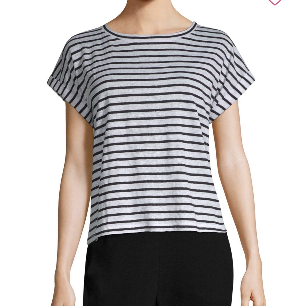 Eileen Fisher Organic Linen Striped Tee *NWOT*